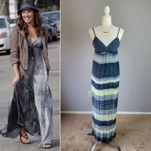 GYPSY 05 // black grey white silk tie dye lined adjustable strap maxi dress
